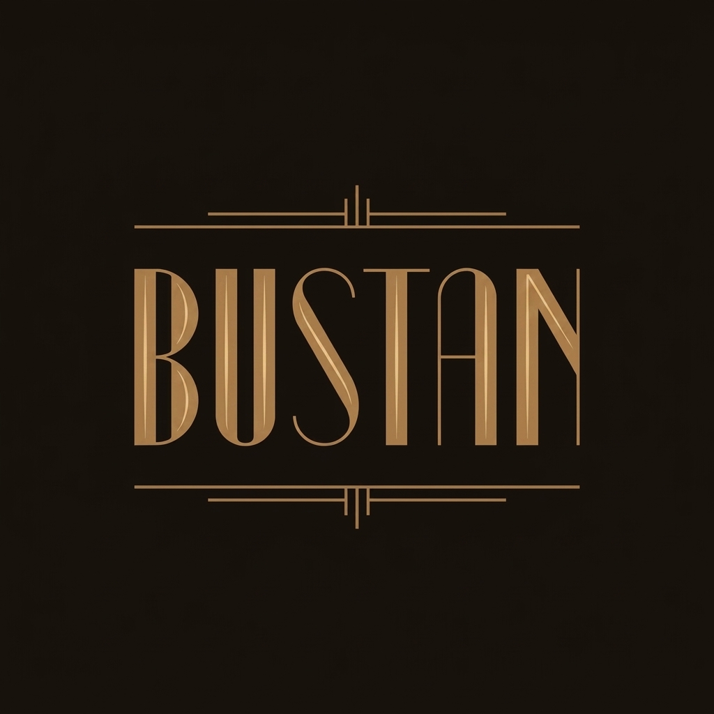 Bustan art deco wordmark in walnut palette