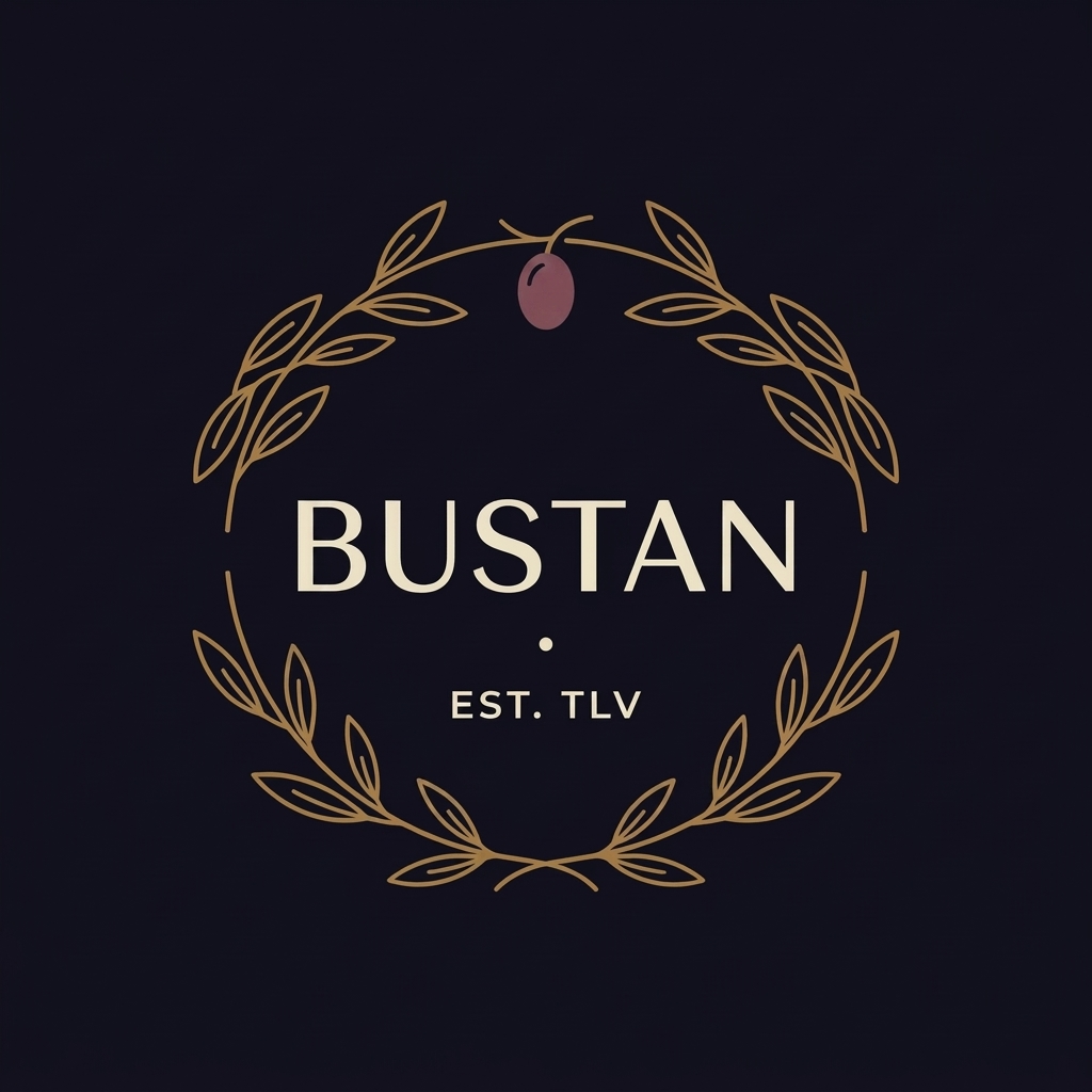 Bustan olive wreath badge in velvet dusk palette
